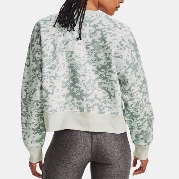 UA Rival Fleece Camo Crew Neck Mint Green White Under Armour Boxy Sweatshirt XS - Picture 2 of 14